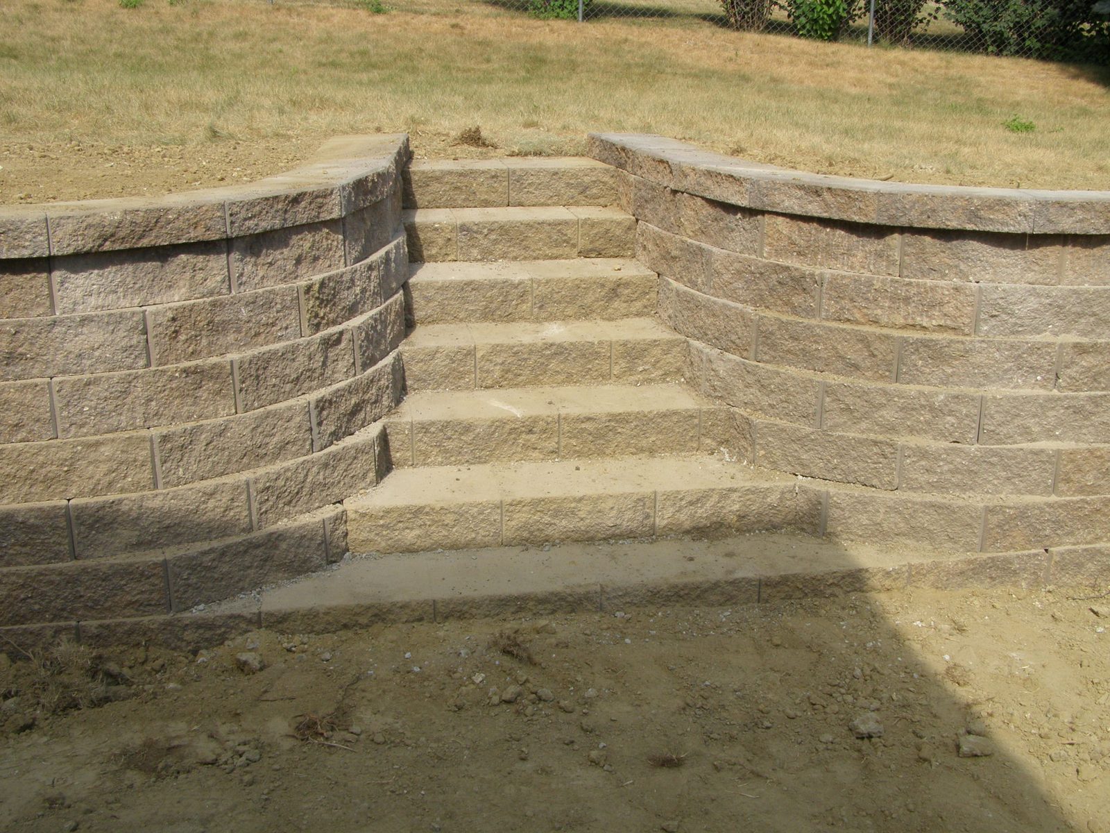 Block wall steps close-up