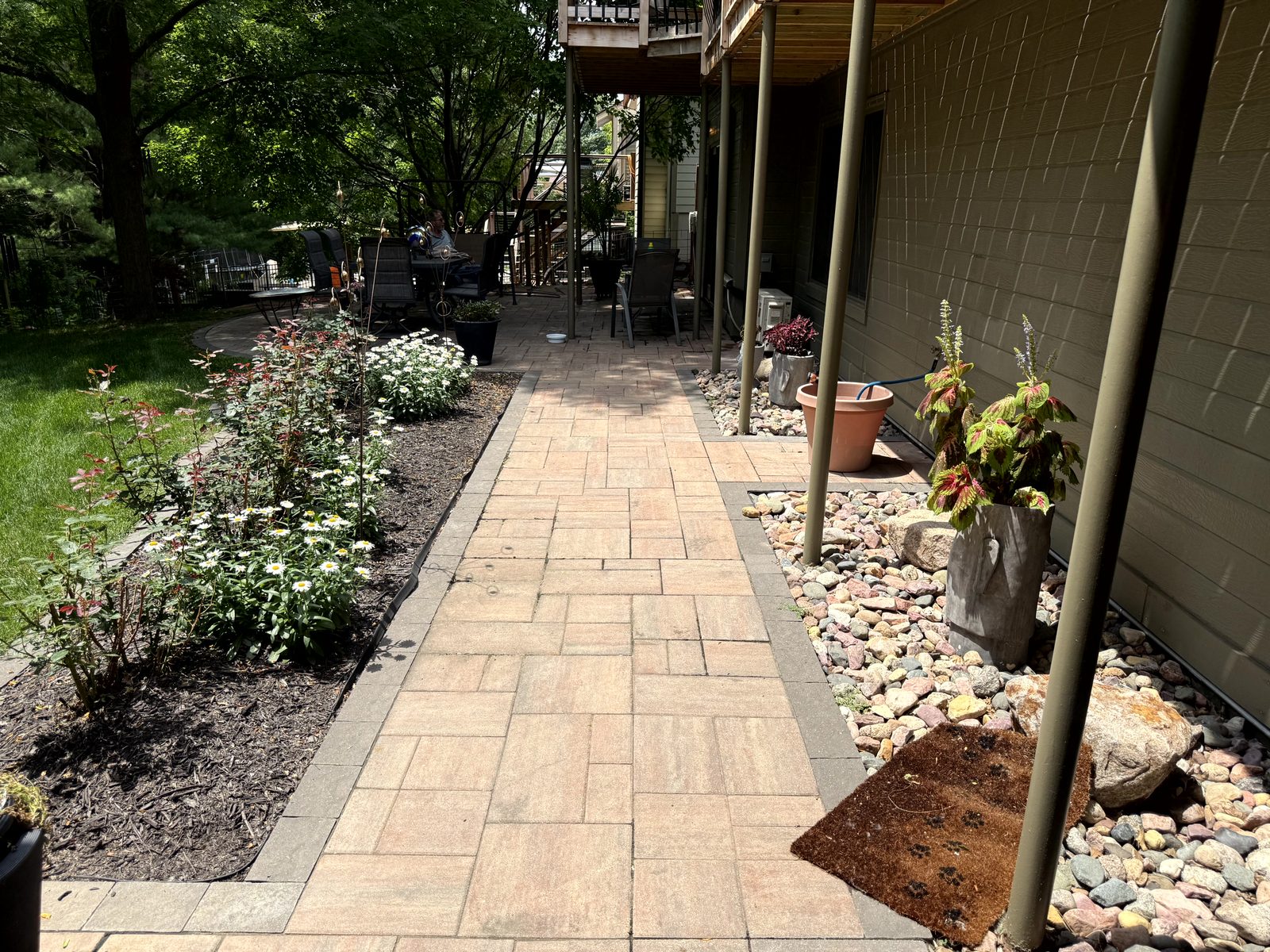 Paver walkway with landscaping